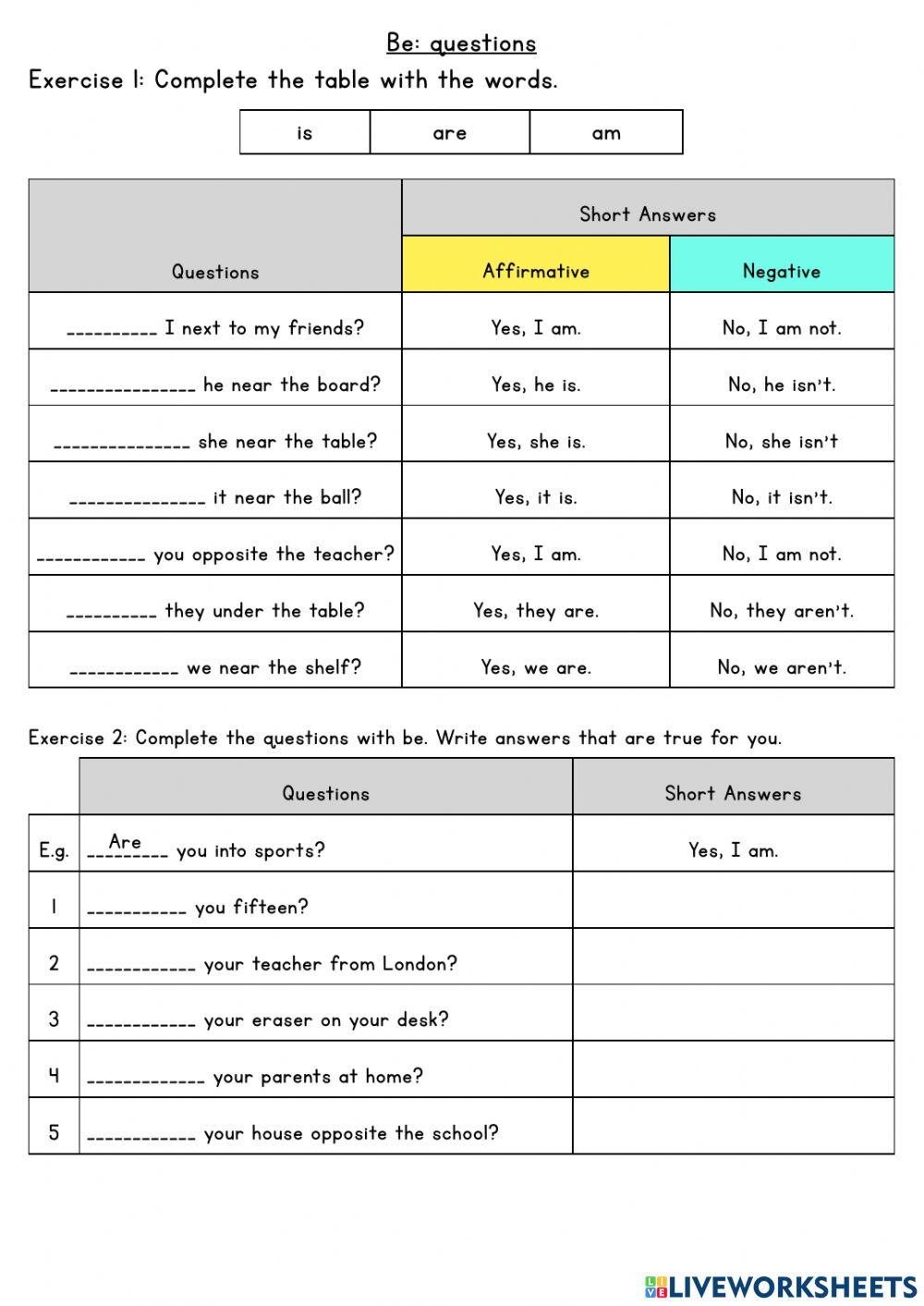 Possessive Apostrophe and be: questions