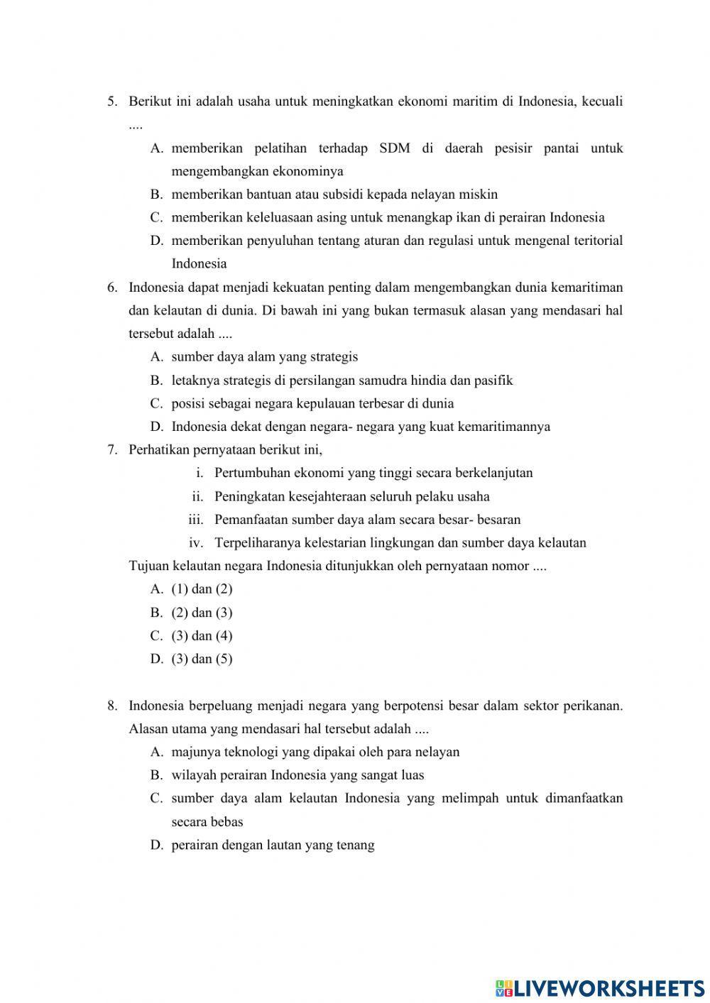 Bagian III Penguatan ekonomi maritim dan agrikultur di Indonesia dan Pendistribusian kembali Pendapatan nasional