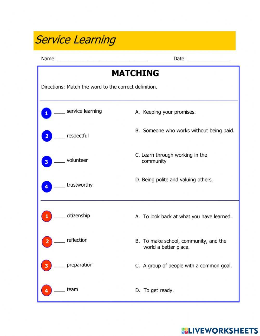 Service Learning Matching