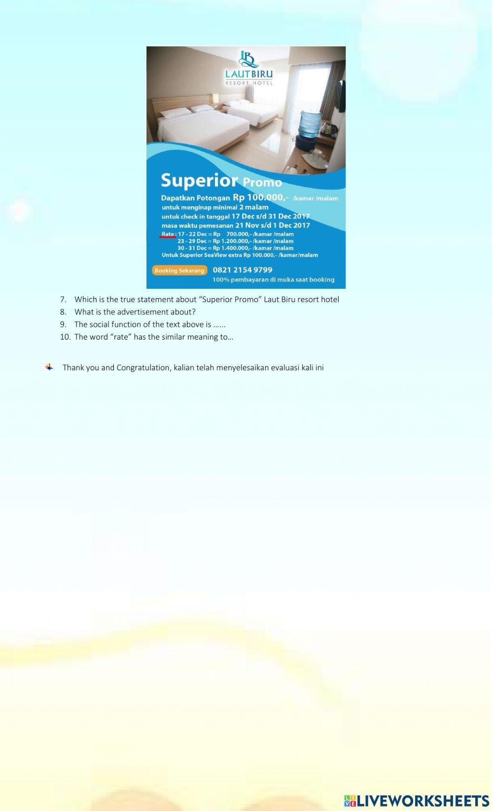 Bahasa Inggris 9-2 (Evalution Advertisement Text) Minggu ke 5