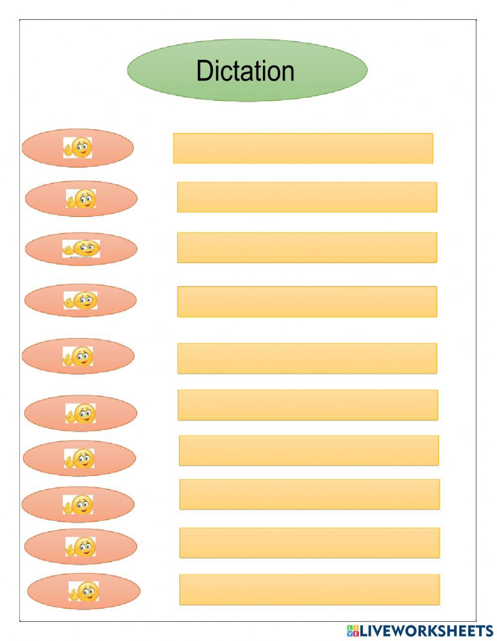 Dictation worksheet