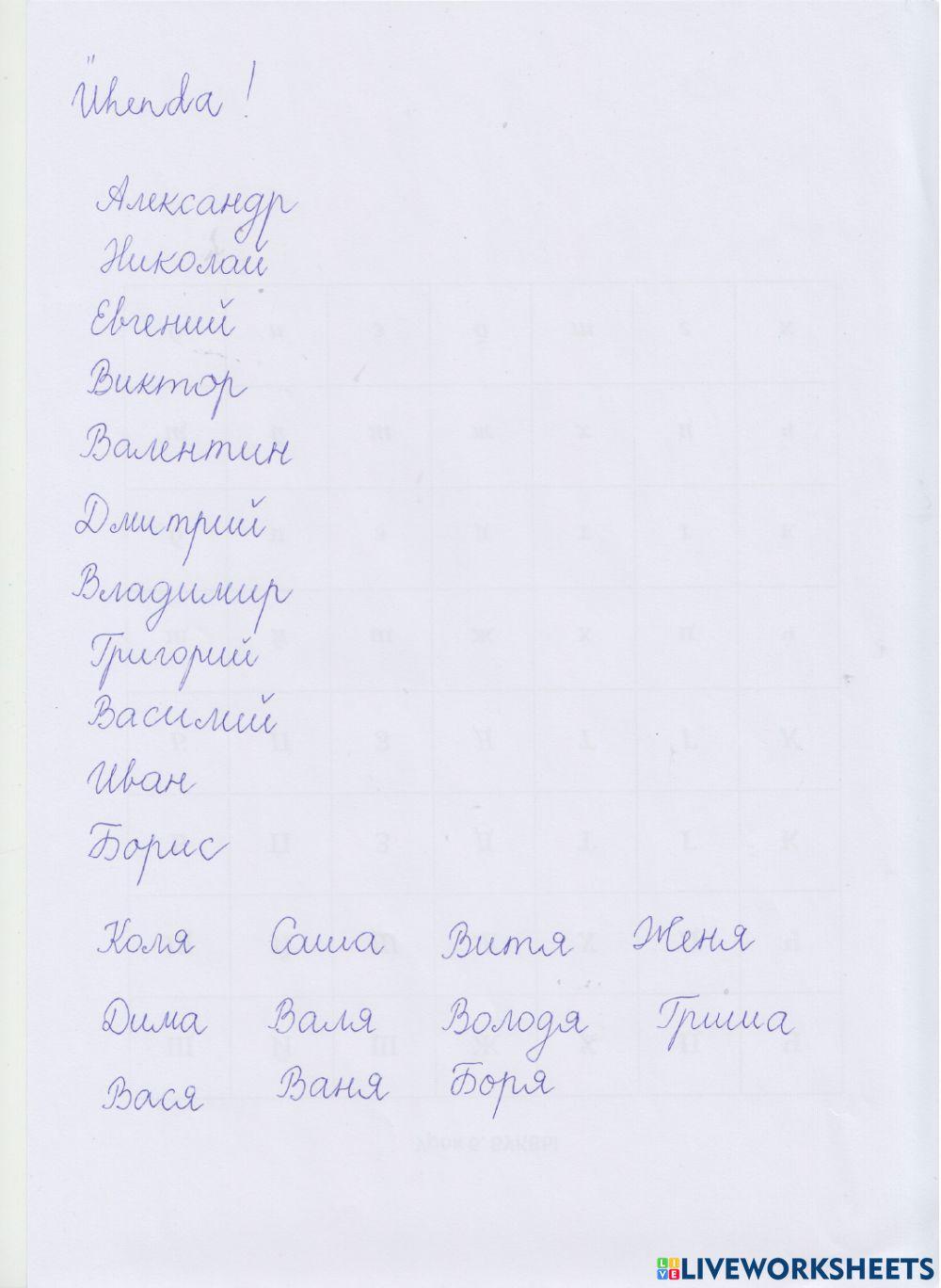 Vene keel- meeste nimed