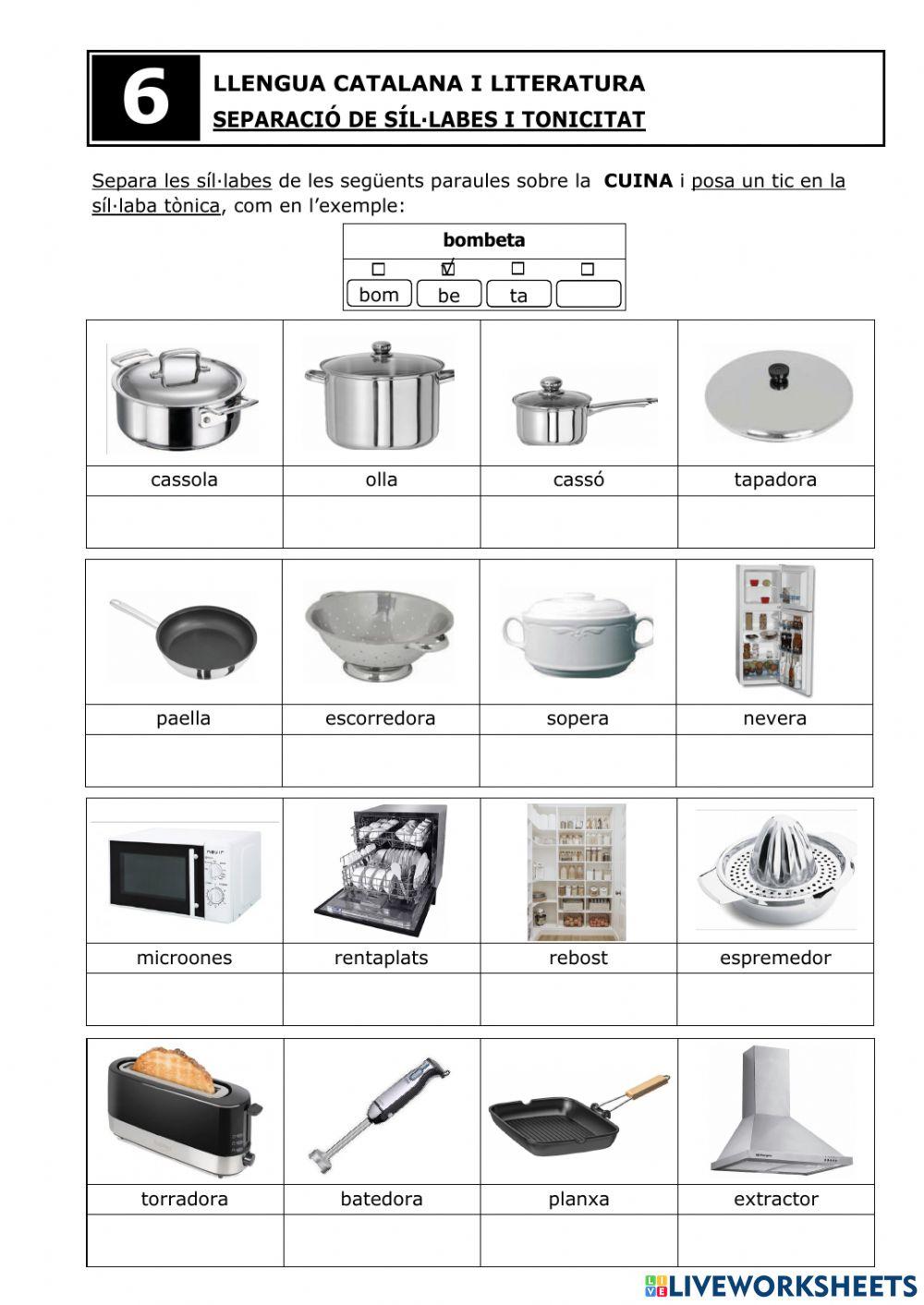 Separació síl·labes i tonificació - Fitxa 6