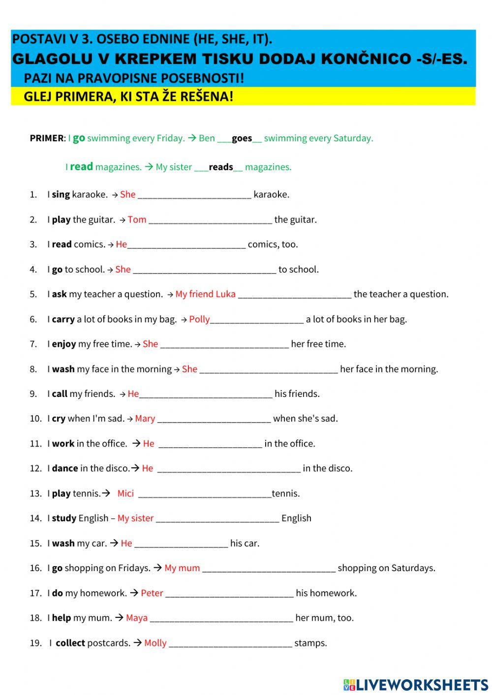 3rd person s Present Simple