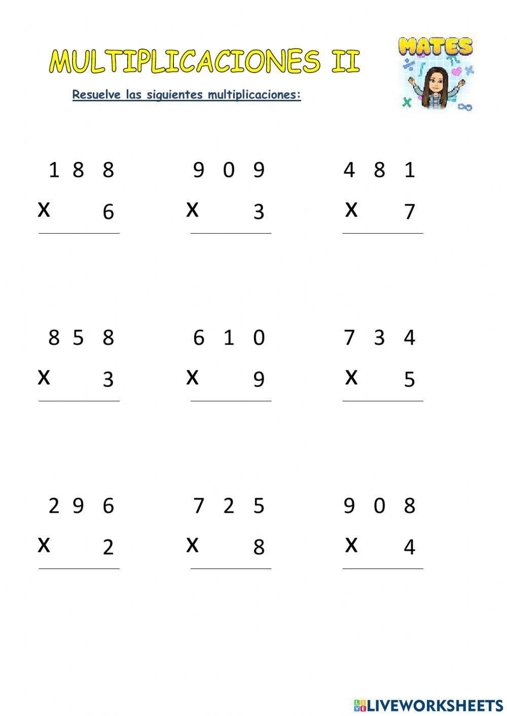 Multiplicaciones por una cifra II