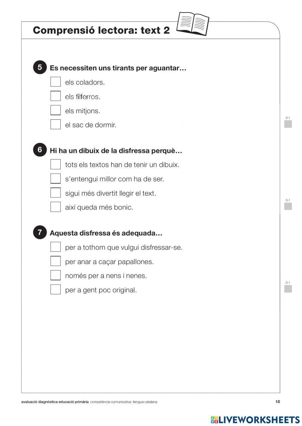 Comprensió lectora proves diagnòstiques 3r primària