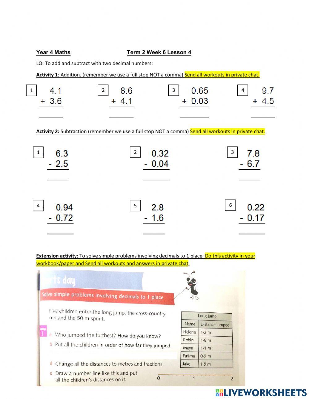 DIS Maths Week 6 lesson 4