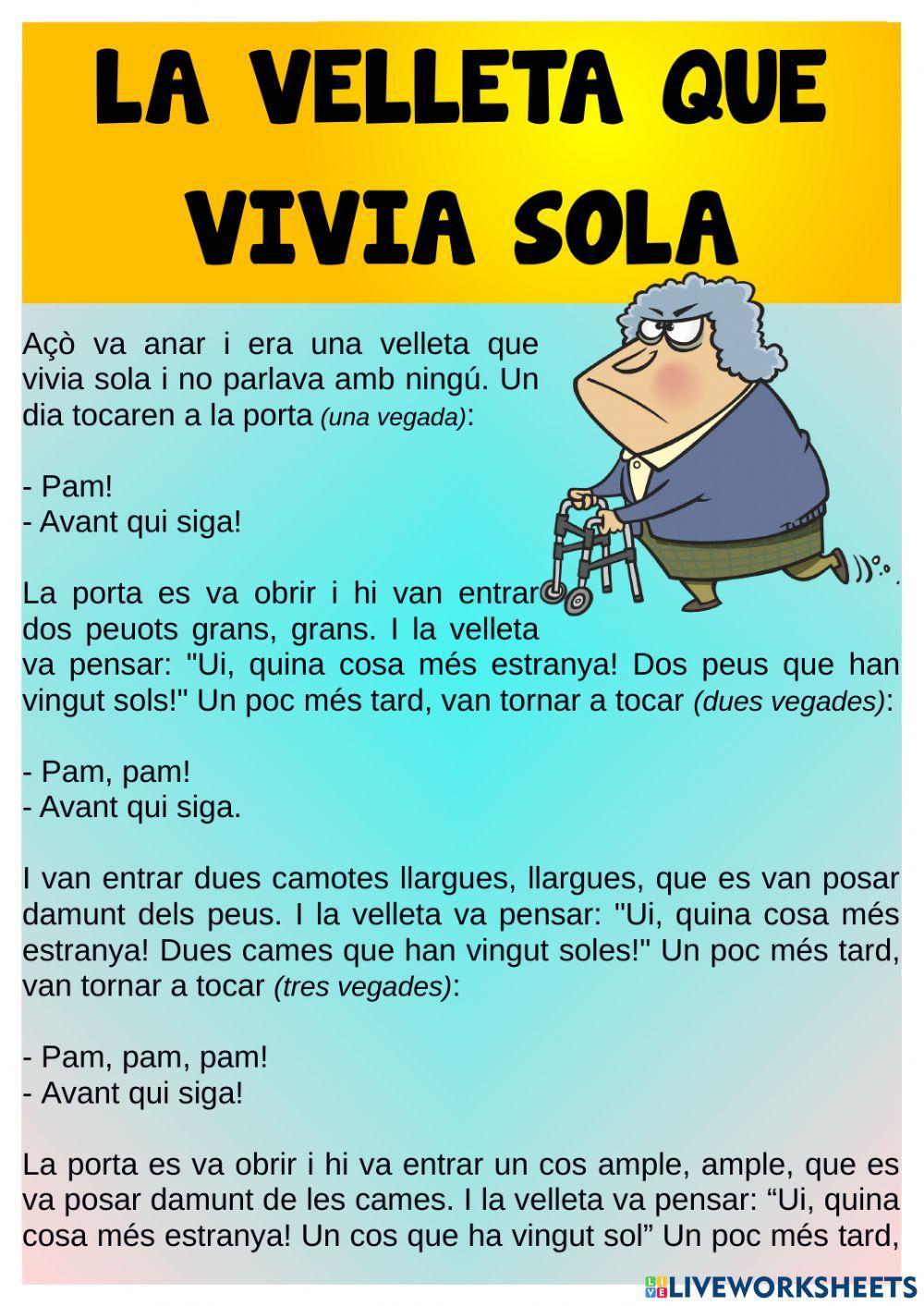 Contes. La velleta que vivia sola Contes. La velleta que vivia sola