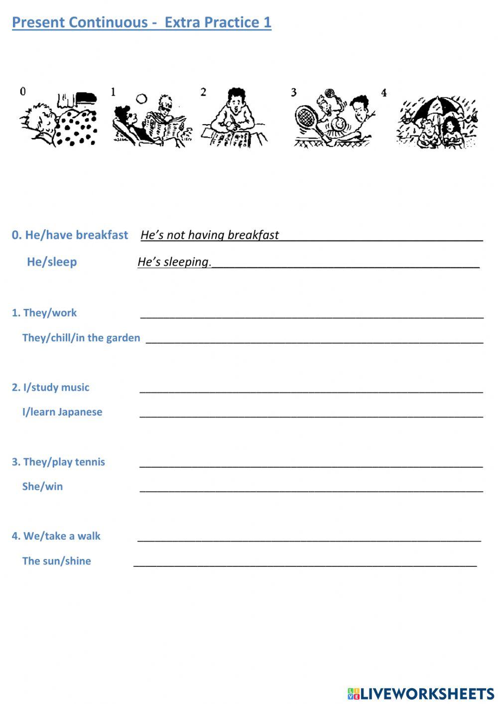 Present Continuous Extra Practice 1