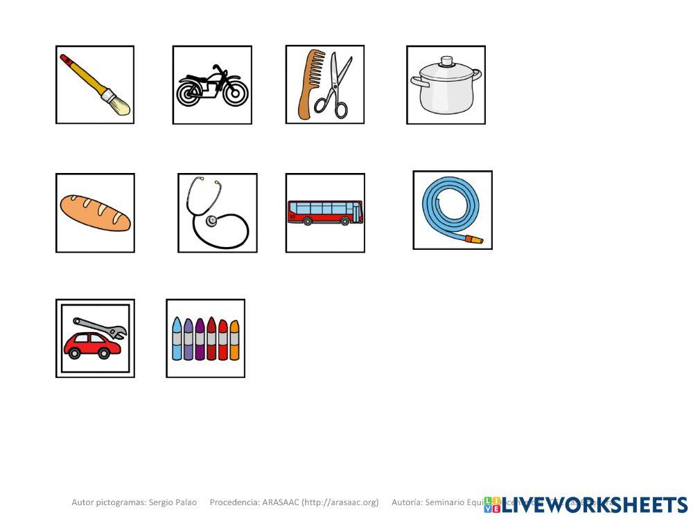 Material Teacch asociar profesión con objeto