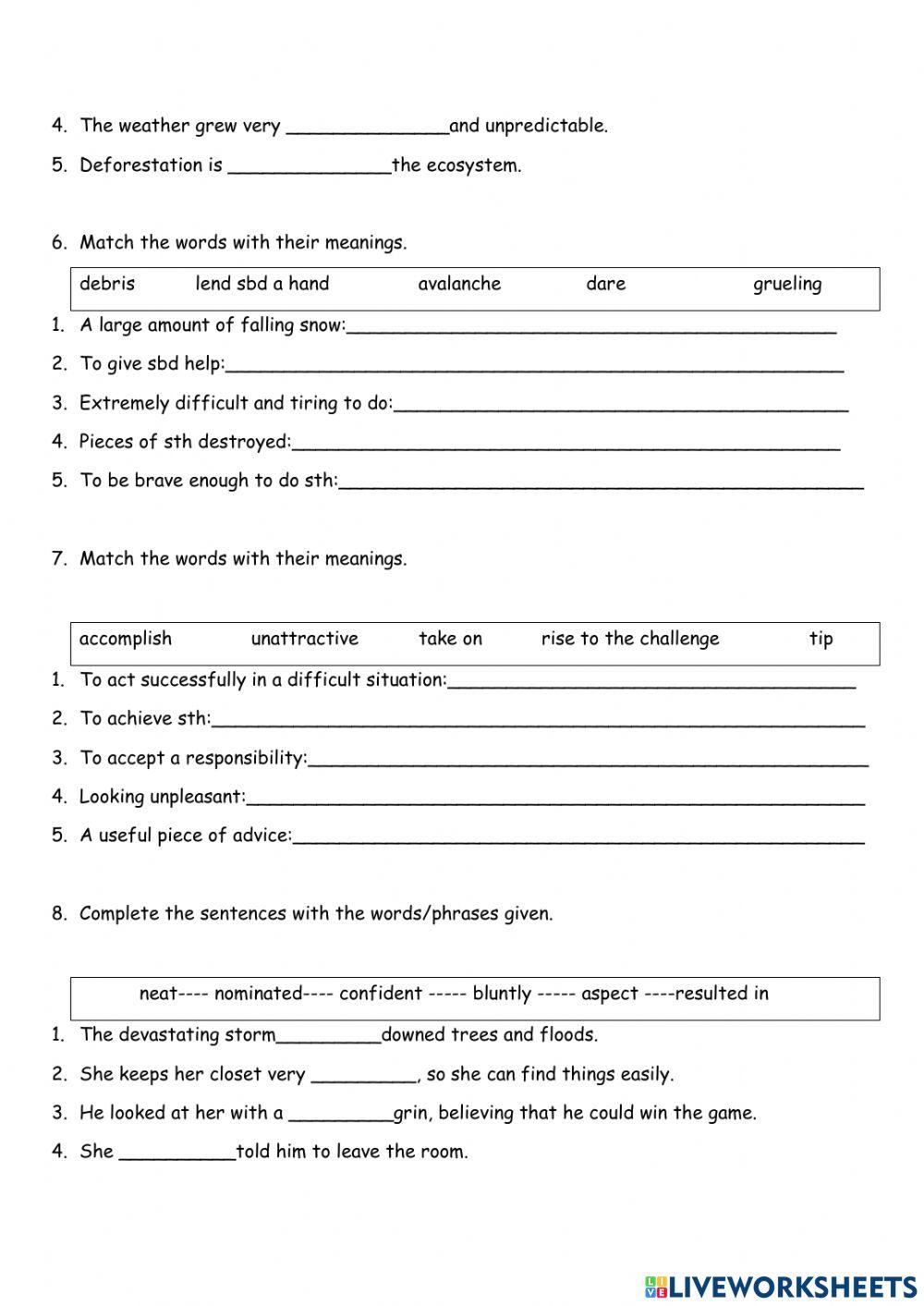 Vocabulary test: MODULE 6, ECCE