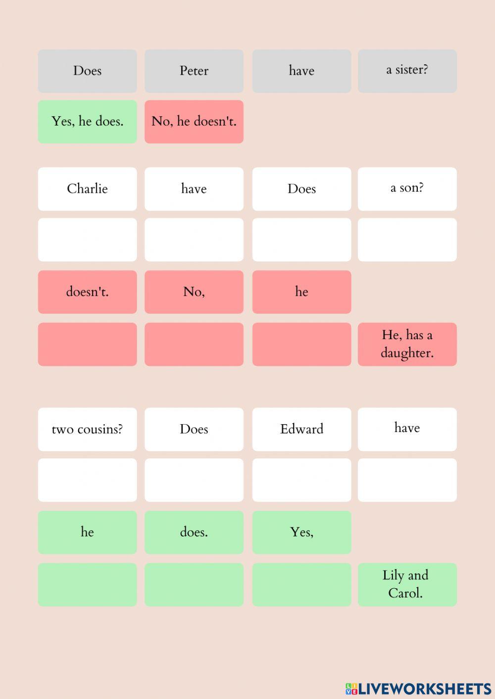 Simple Present Unscramble the Sentences
