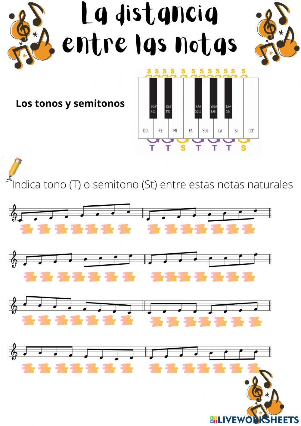 Distancia entre las notas Distancia entre las notas