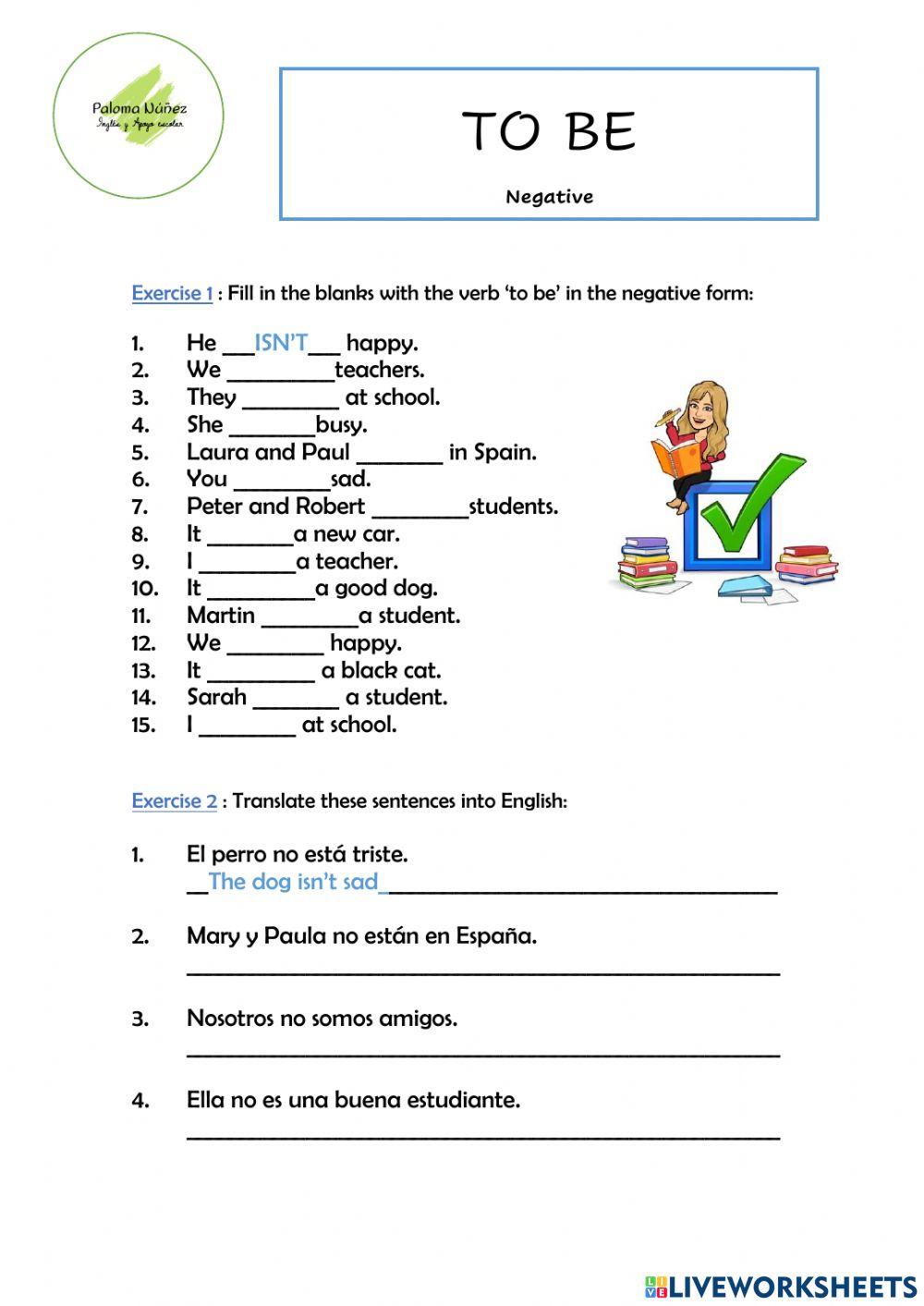 LESSON -2 - TO BE negative