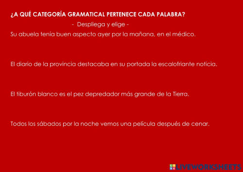 Categorías gramaticles