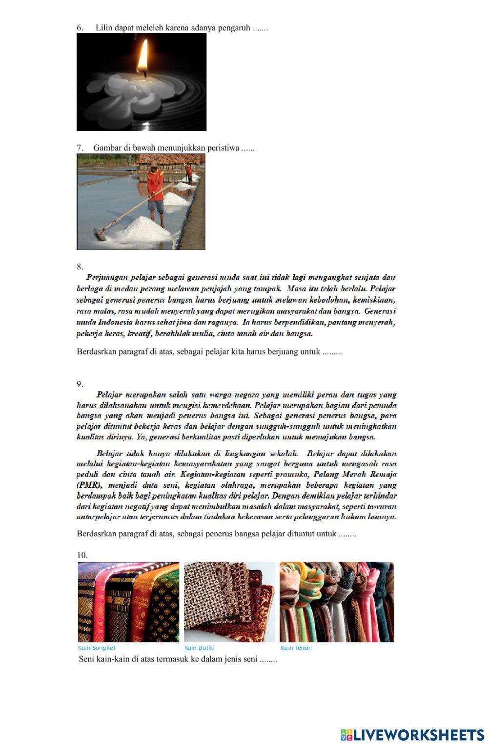 Penilaian harian tema 7 st 3