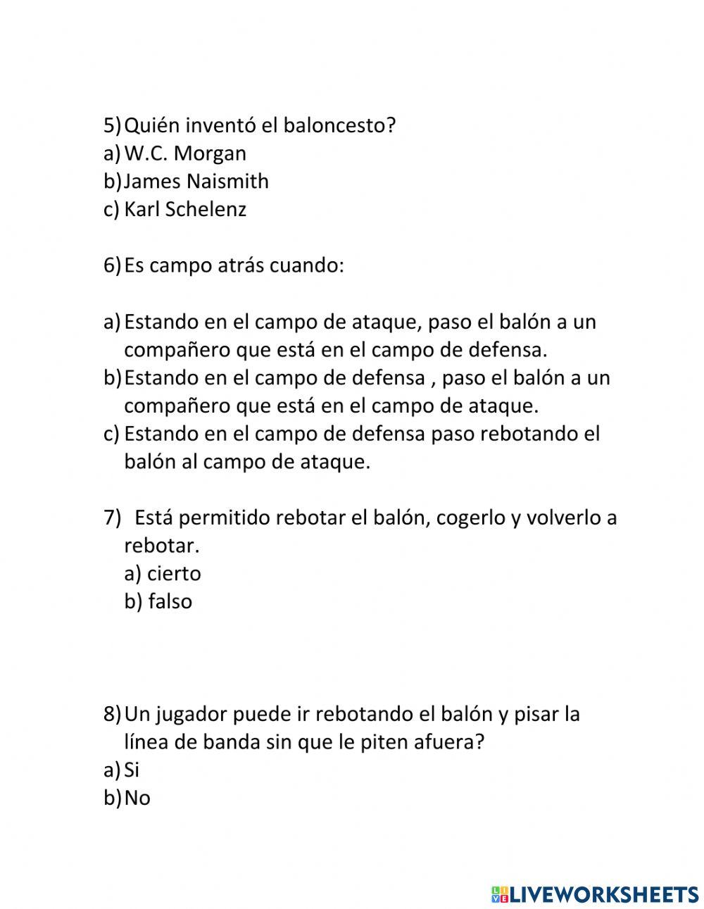 Exámen de Baloncesto