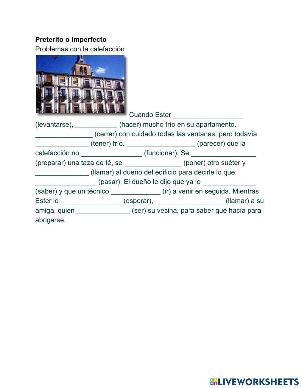 Preterito Vs Imperfecto Live Worksheets