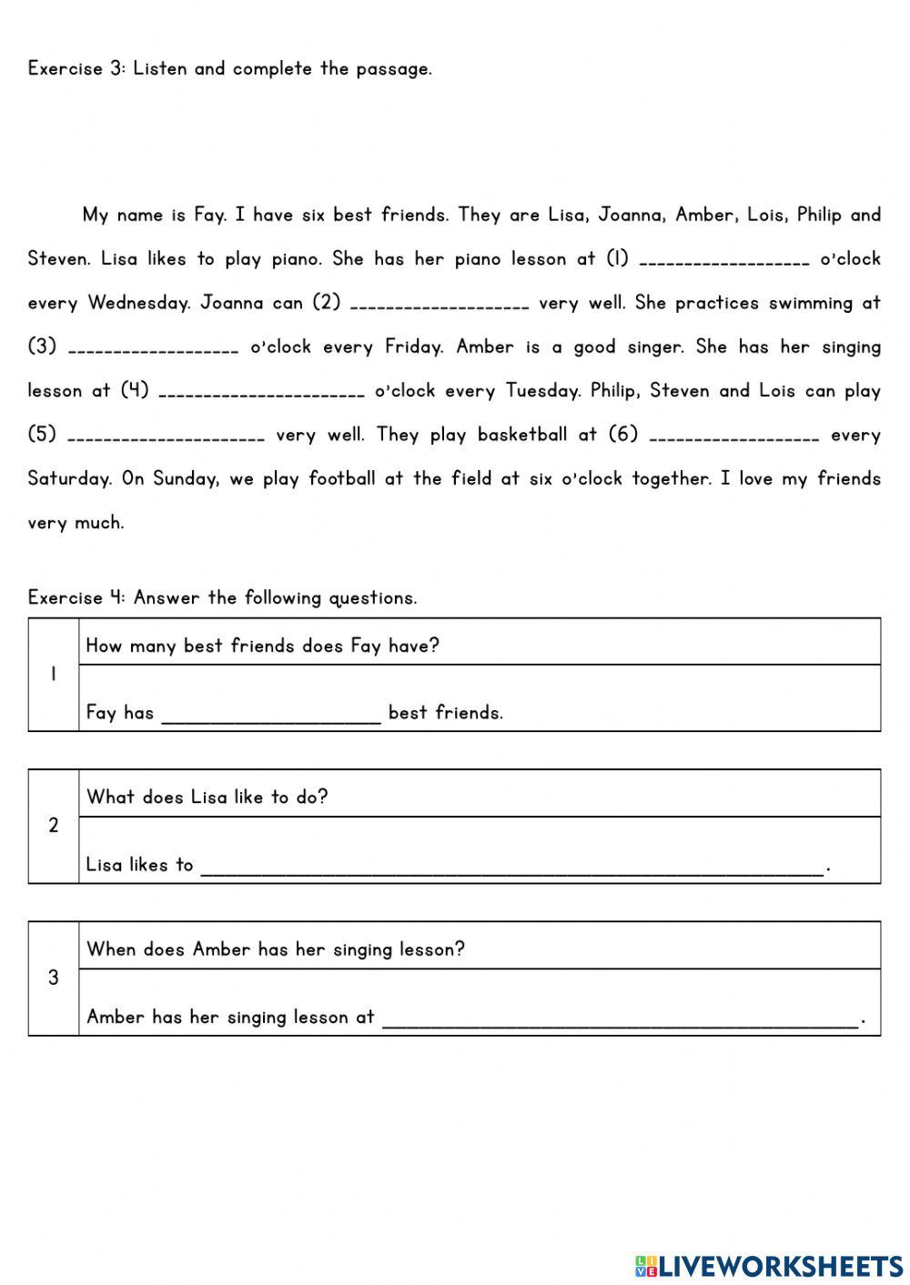 Asking and telling time