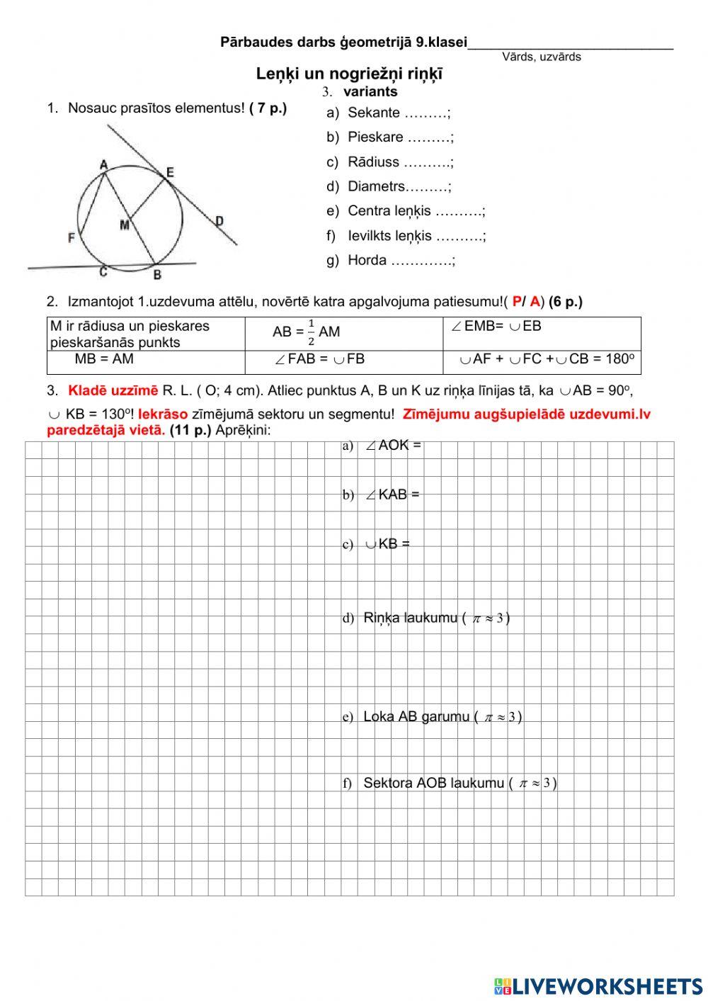 Nogriežņi un taisnes riņķī 3