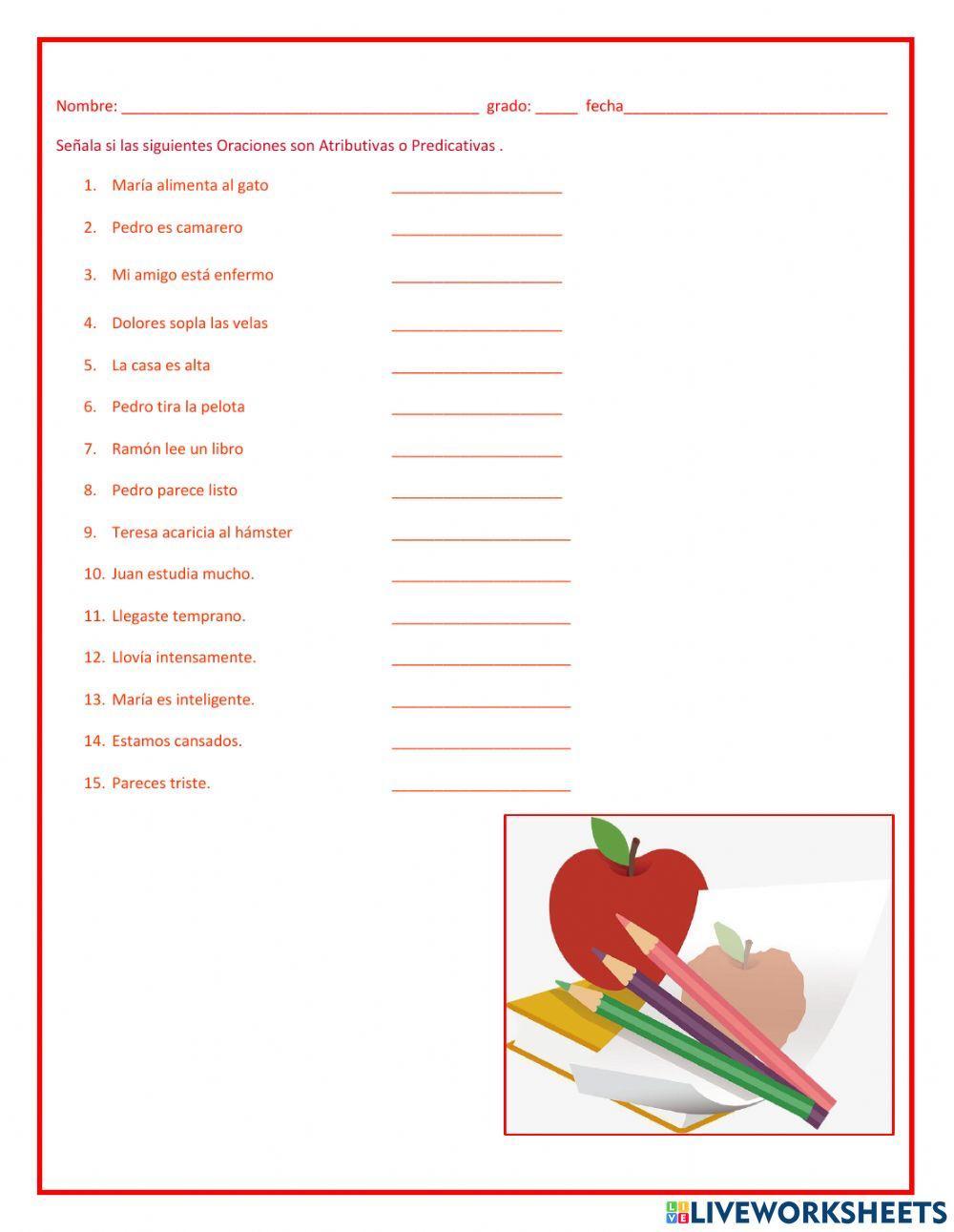 Oraciones atributivas o predicativas