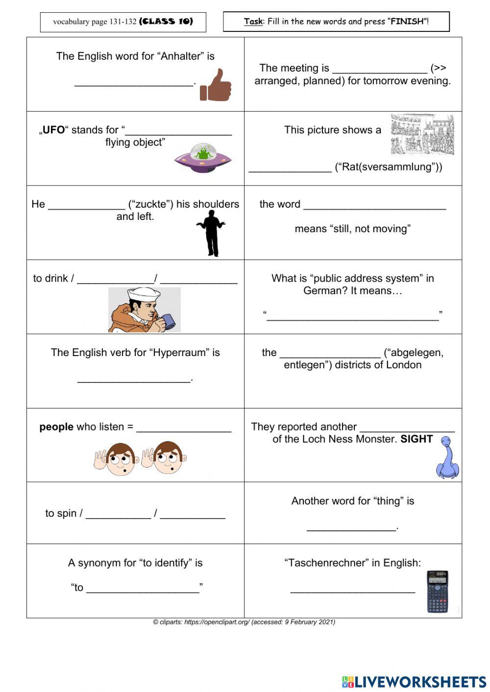 Class 10 - vocabulary revision (pages 131-132)