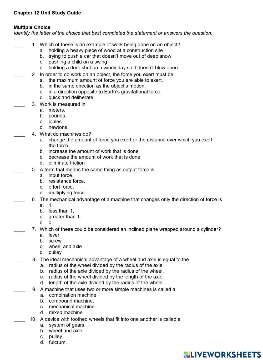 PS-12-Unit Study Guide page 1