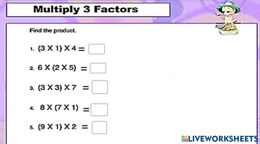 Multiply 3 factors