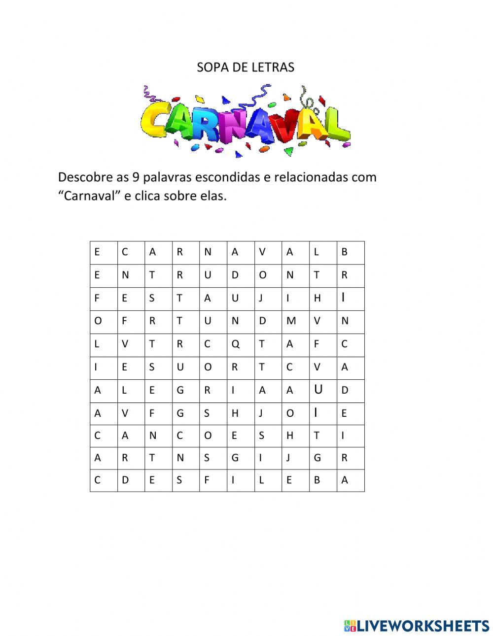 Sopa de Letras -Carnaval-