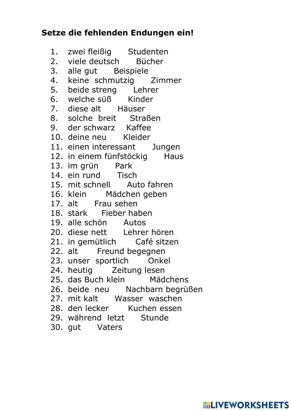 Deklination der Adjektive