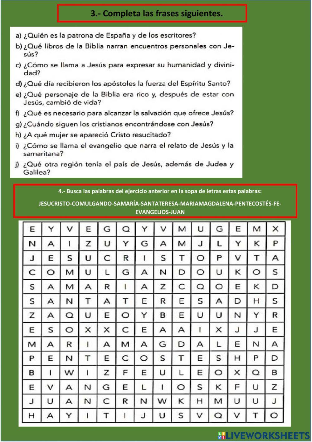 Tema 4.¿Qué cambios ocurren al encontrarse con Jesús?5º Primaria Tierno Galván