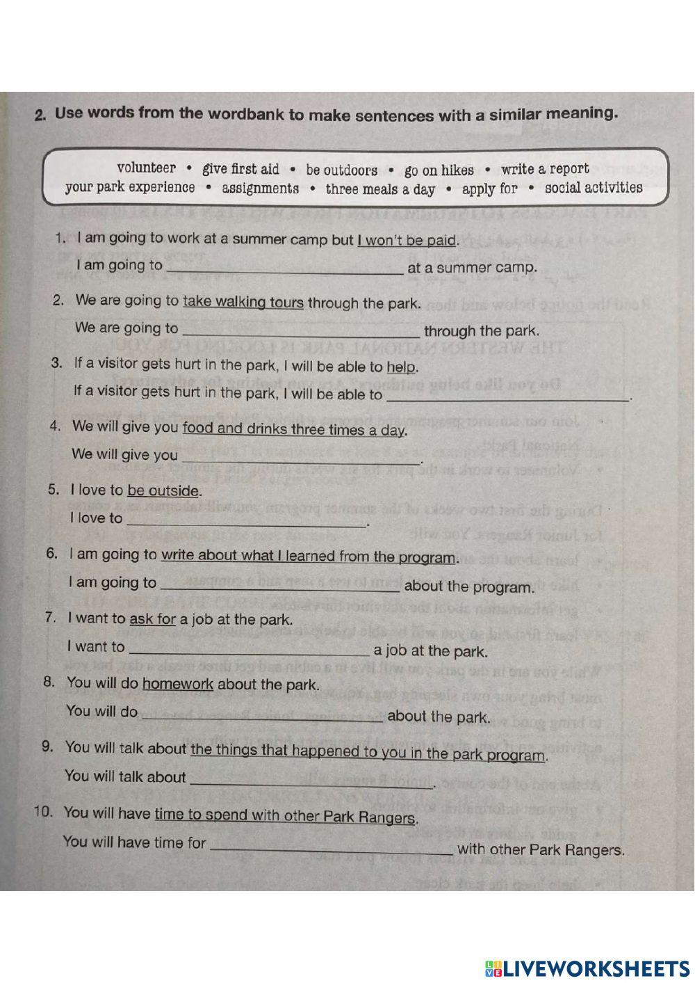 Volunteering at a Park: A Notice Voc. Review 2