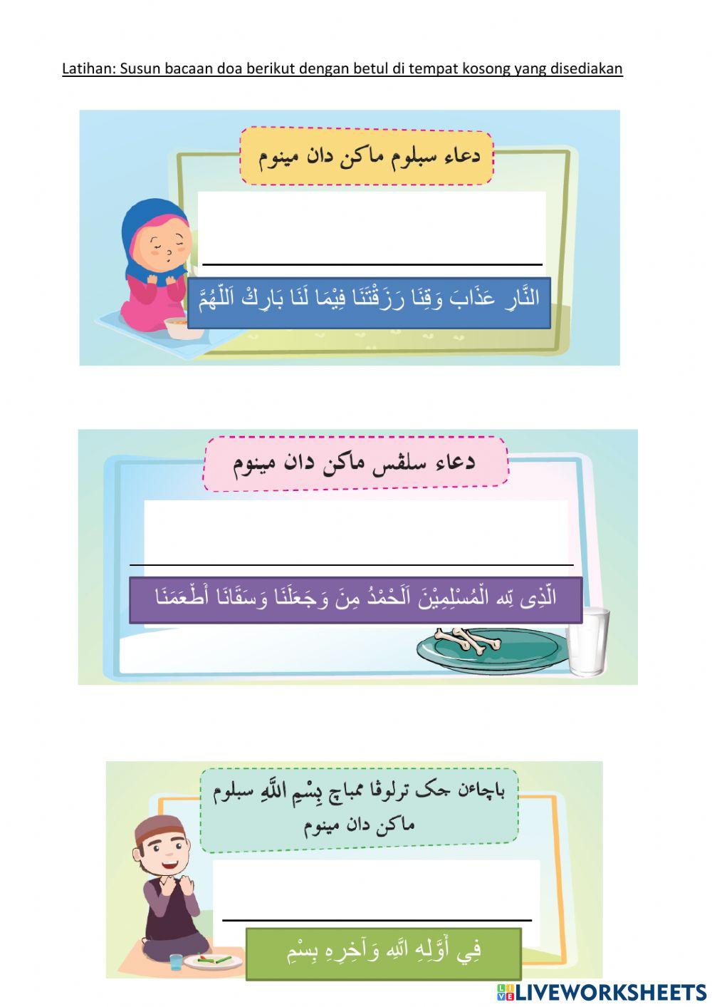 Akhlak Tahun 2 : Doa sebelum & Selepas Makan & Ketika Terlupa