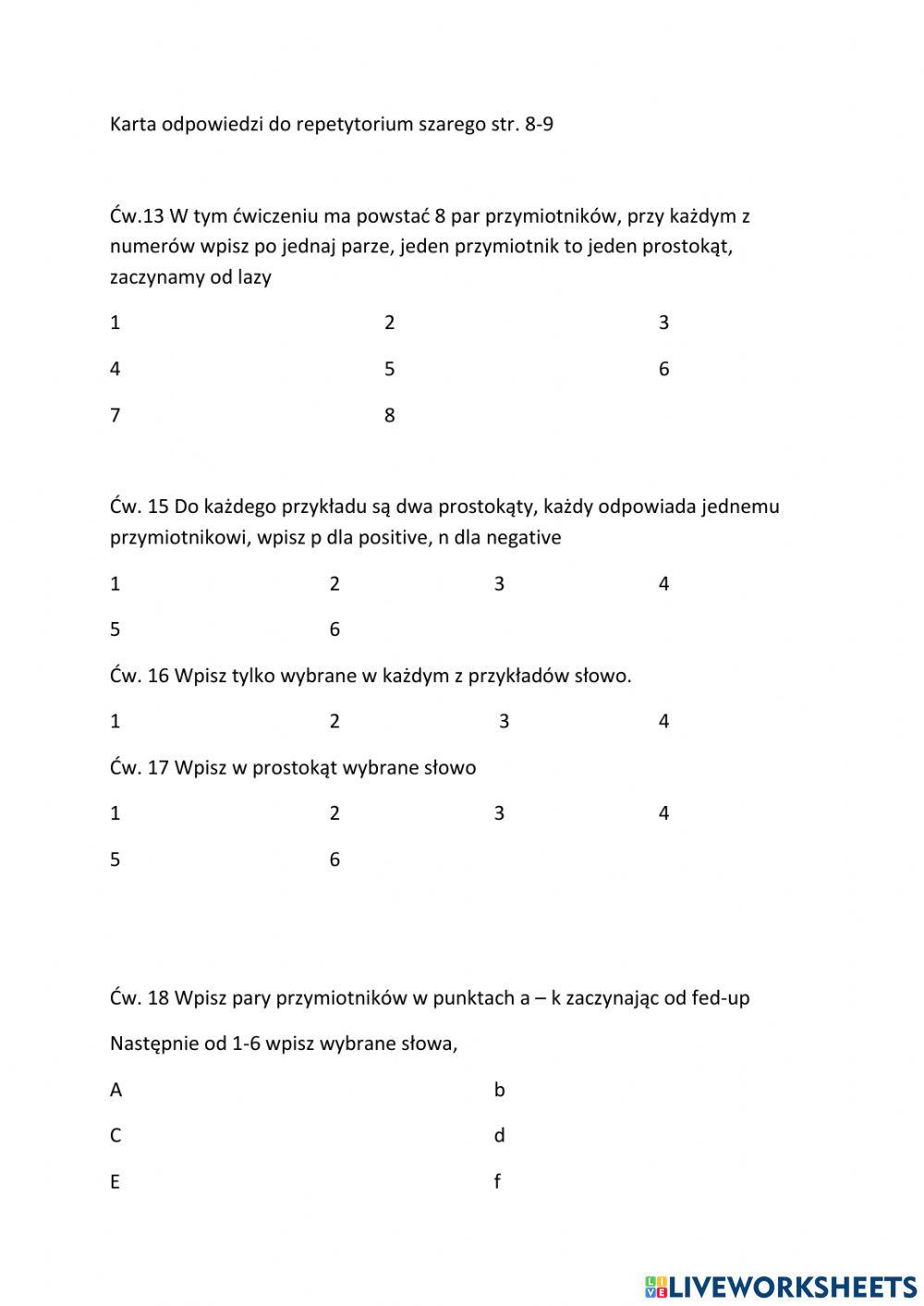 Repetytorium karta ocen s.8-9