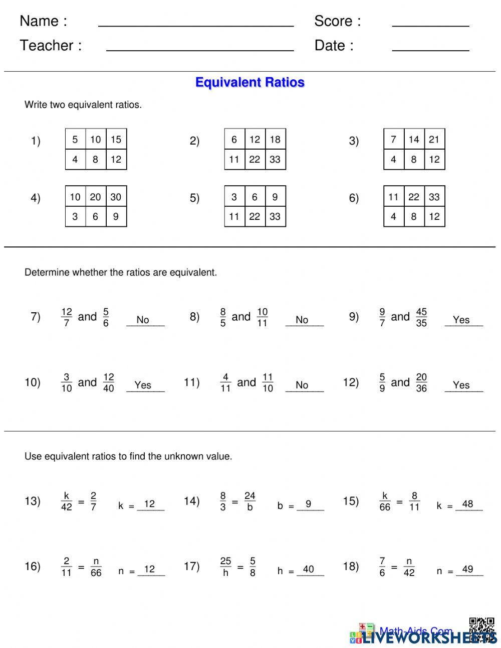 Equivalent Ratios