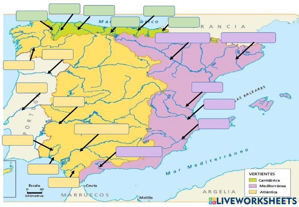 Mapa de los Ríos de España