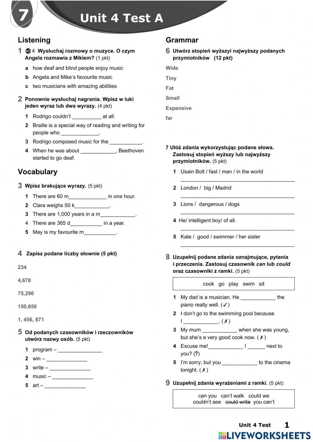Team Up Plus Klasa 7 Team up plus 7 worksheet | Live Worksheets