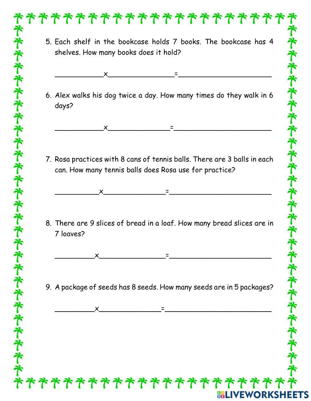 Multiplication Word Problems