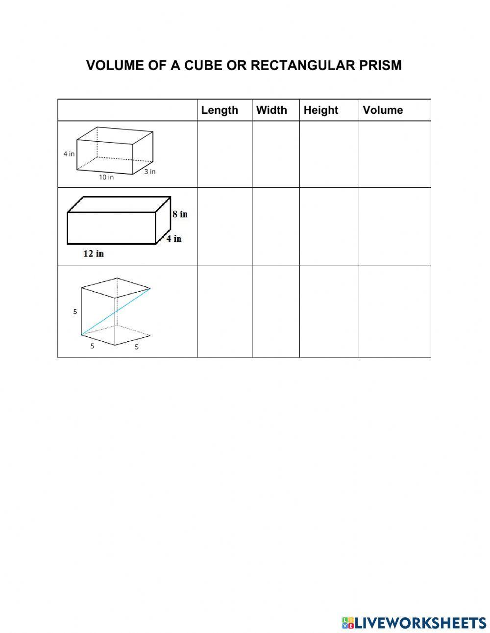 Volume of Cube and Rectangular Prism