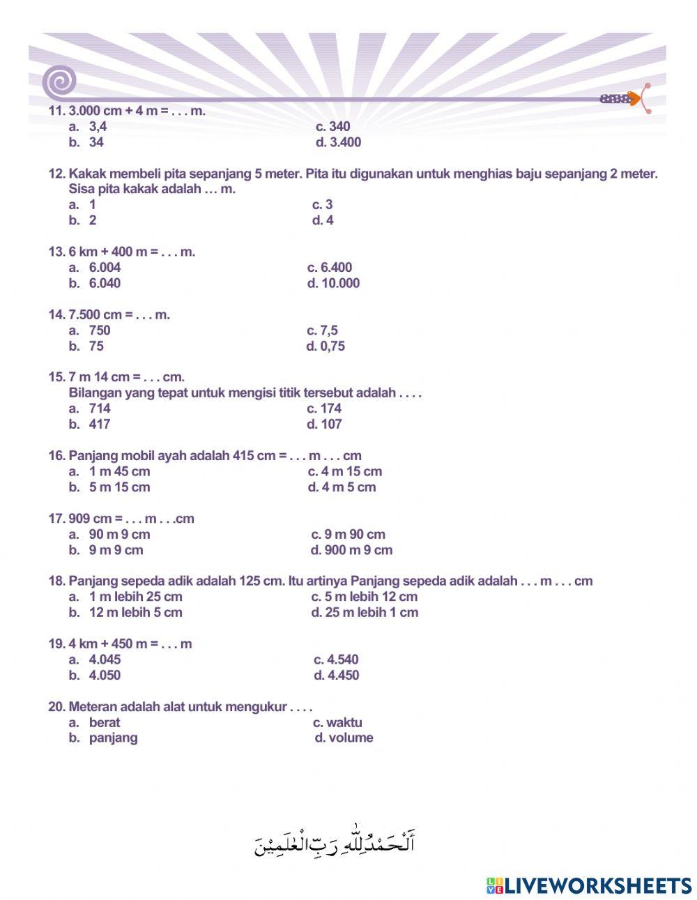 LKS Tematik Tema 6 (Muatan Matematika - Mengukur Panjang Benda)