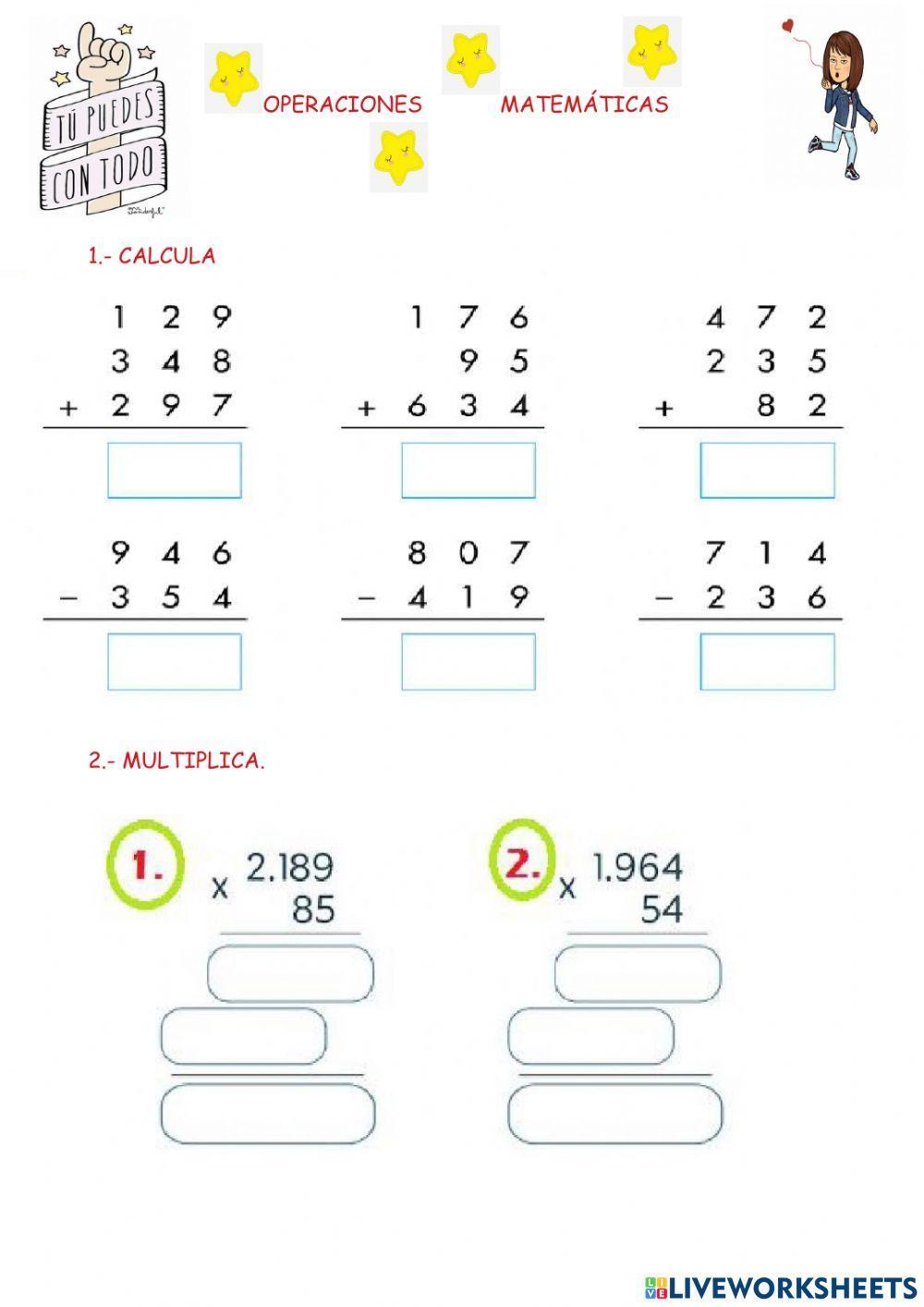 Sumas,restas y multiplicaciones