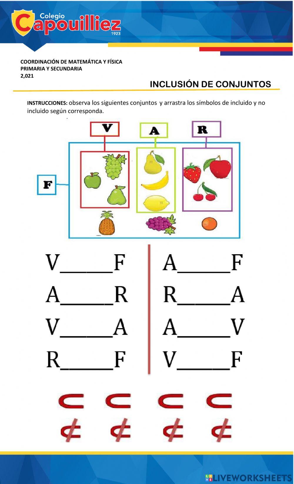 Inclusión de Conjuntos