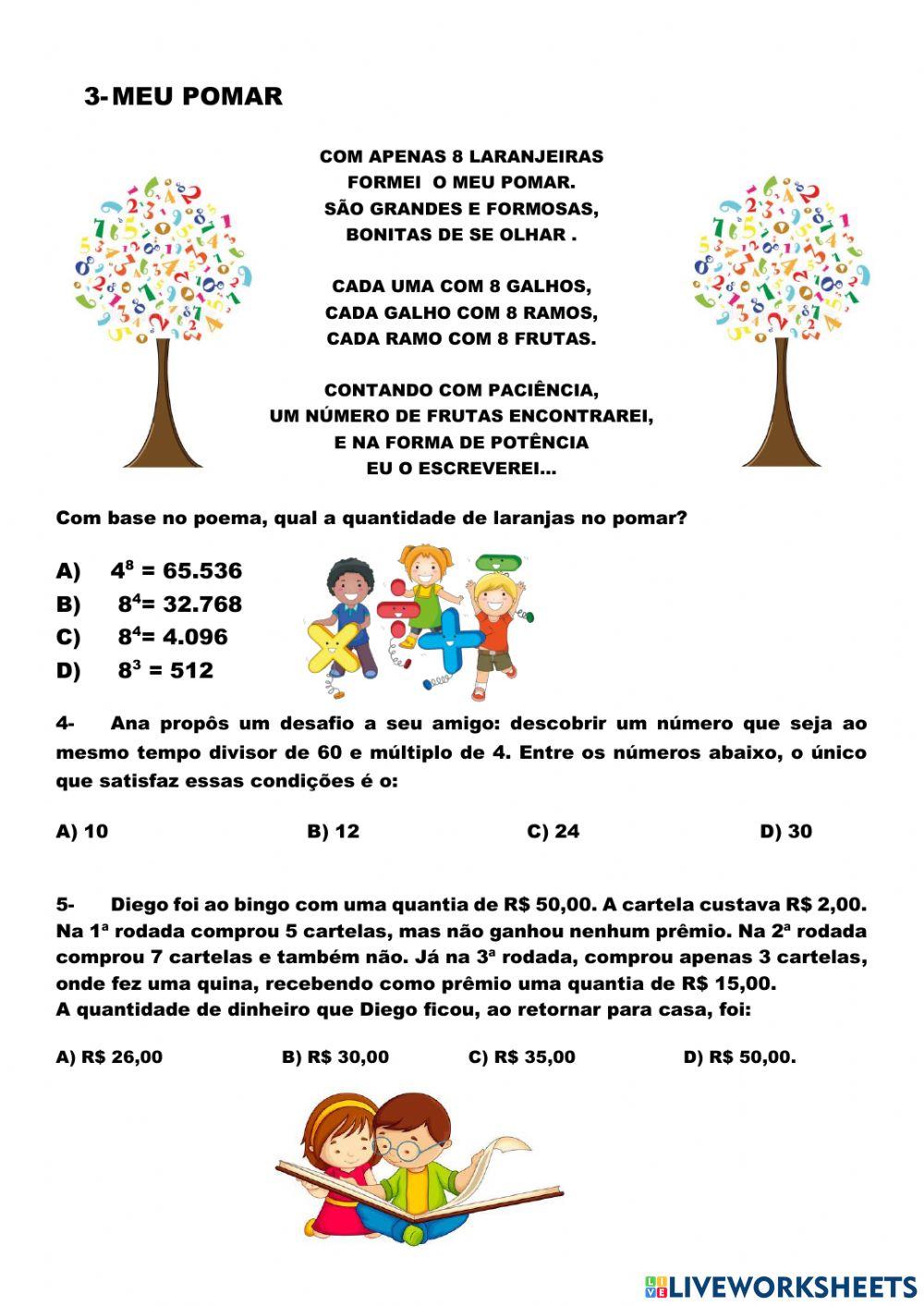 Revisao matemática 7 anos