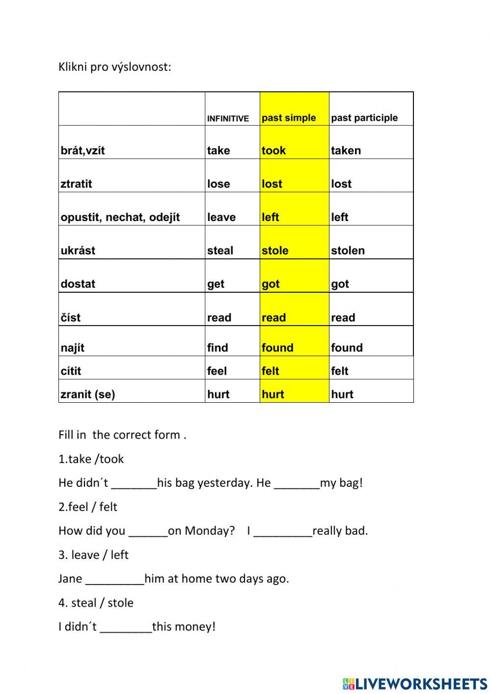 Irregular verbs 2