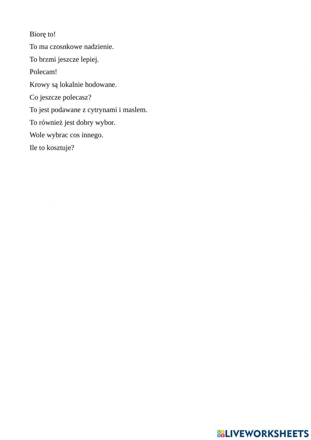 Meats-seafood worksheet | Live Worksheets