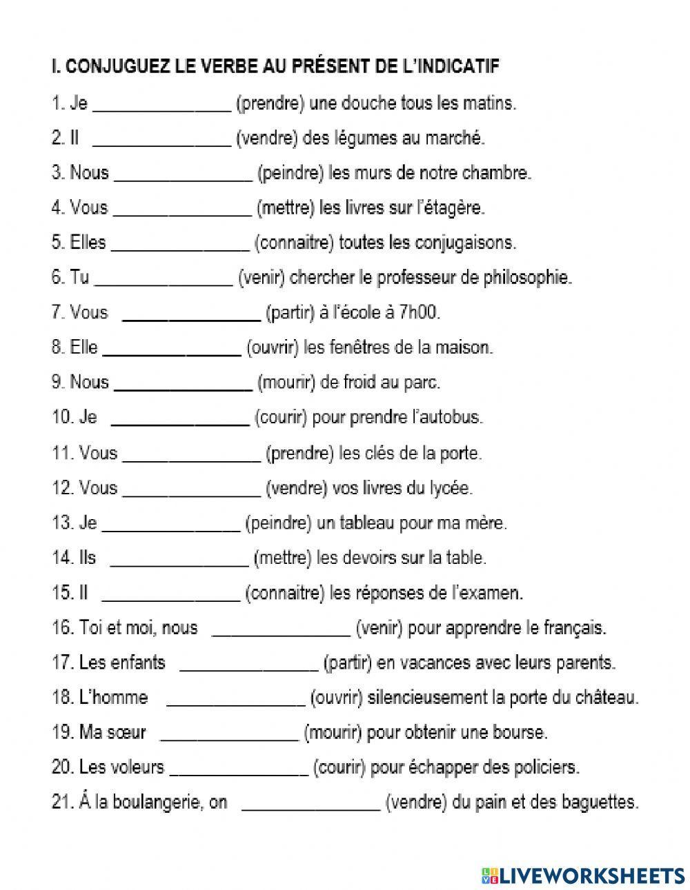 Systématisation des verbes du 3ème groupe au présent