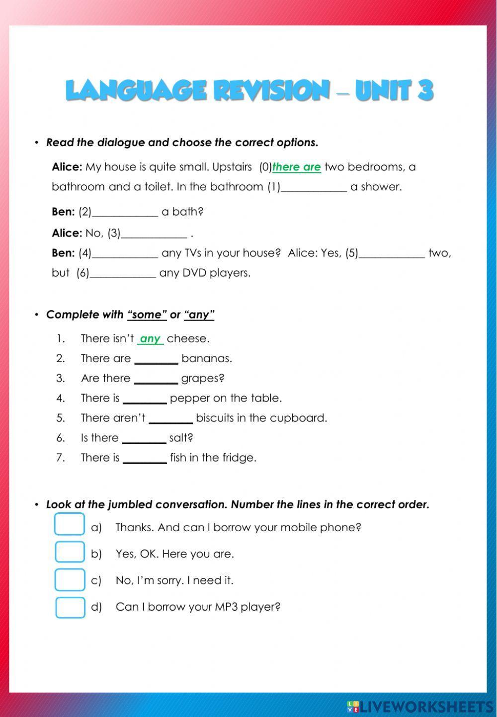 Review: there is-are - some-any - prep of place