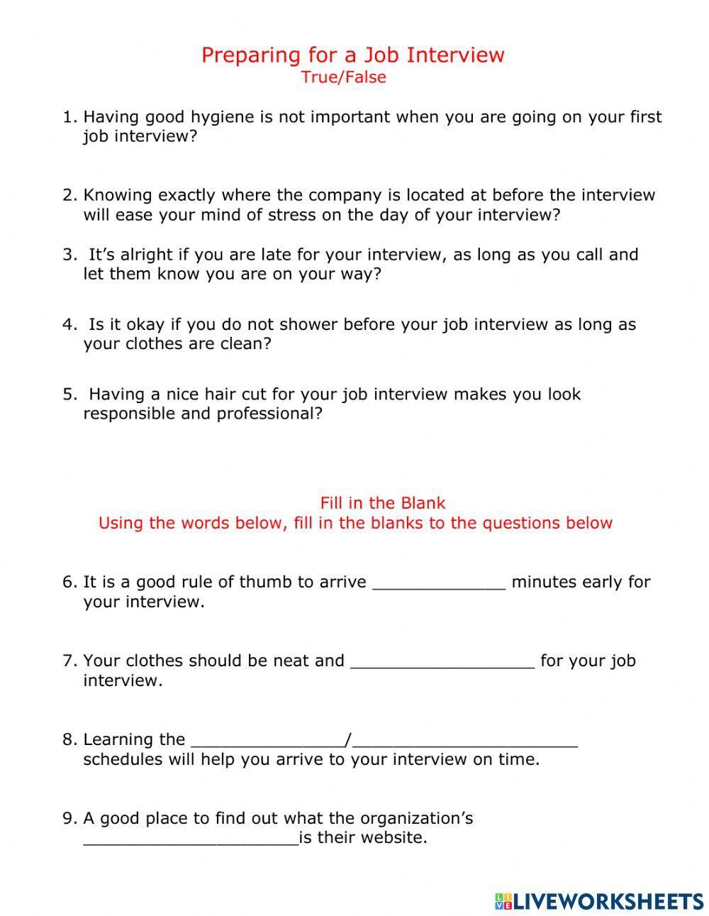 Preparing for a Job Interview