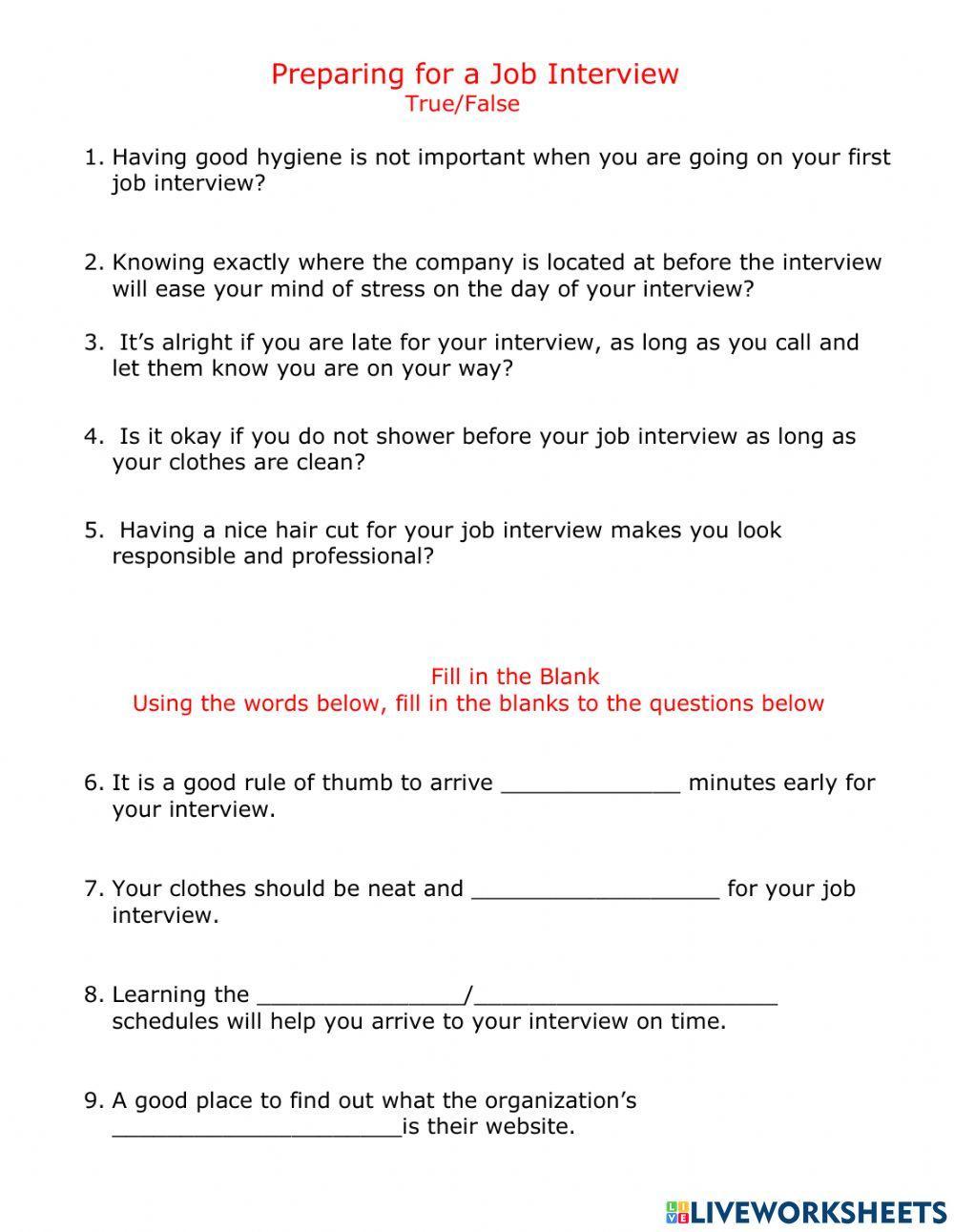 Preparing for a Job Interview