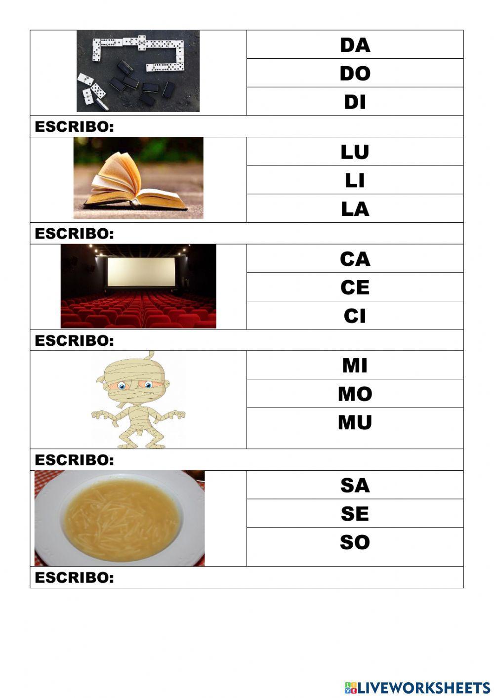 Marco la sílaba inicial y la escribo
